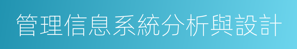 管理信息系統分析與設計的同義詞