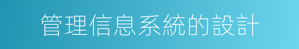 管理信息系統的設計的同義詞