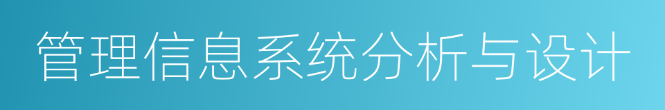 管理信息系统分析与设计的同义词