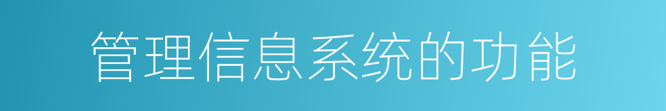 管理信息系统的功能的同义词