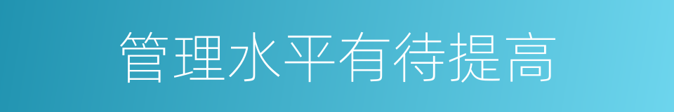 管理水平有待提高的同义词
