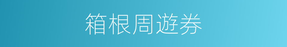 箱根周遊券的同義詞
