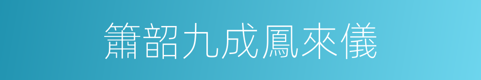 簫韶九成鳳來儀的同義詞