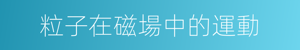 粒子在磁場中的運動的同義詞