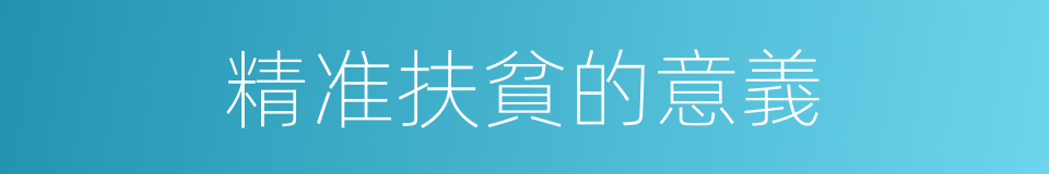 精准扶貧的意義的同義詞