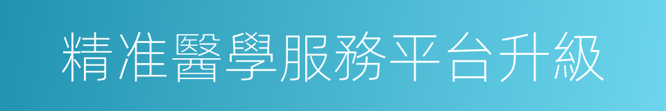 精准醫學服務平台升級的同義詞