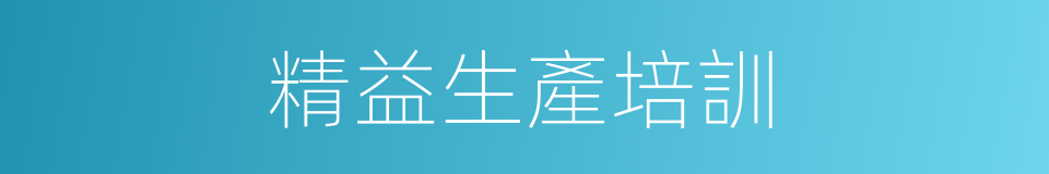 精益生產培訓的同義詞