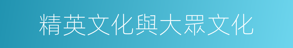精英文化與大眾文化的同義詞