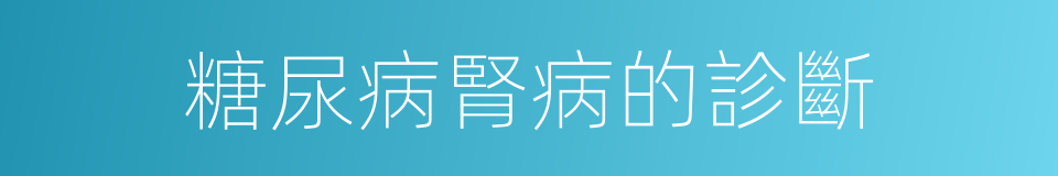 糖尿病腎病的診斷的同義詞