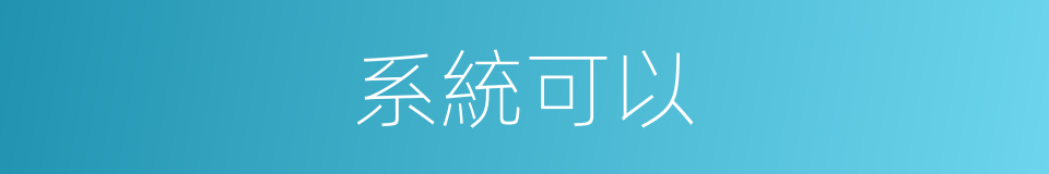 系統可以的意思