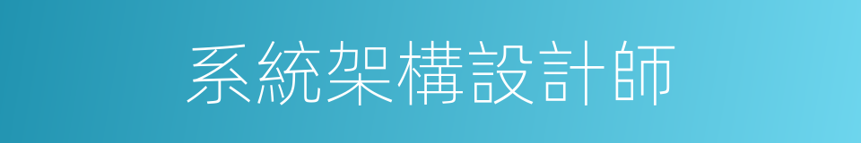 系統架構設計師的同義詞