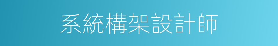 系統構架設計師的同義詞