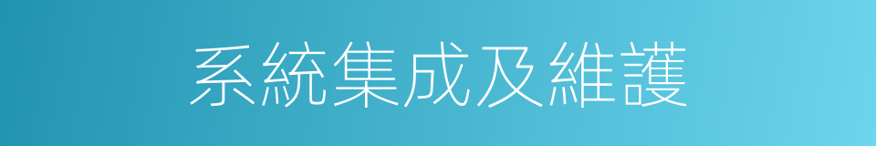 系統集成及維護的同義詞