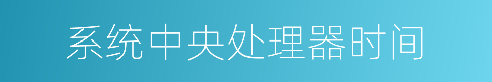 系统中央处理器时间的同义词