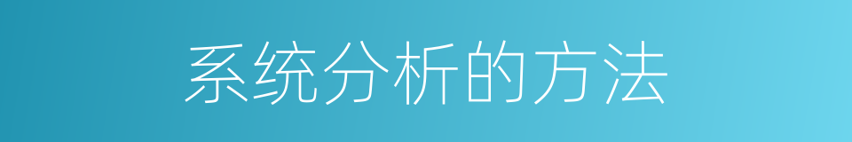 系统分析的方法的同义词