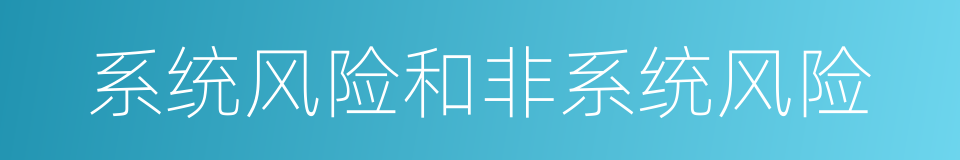 系统风险和非系统风险的同义词