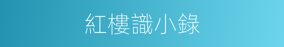 紅樓識小錄的同義詞