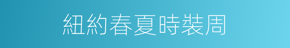 紐約春夏時裝周的同義詞