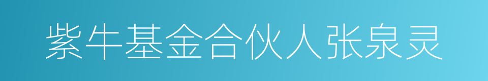 紫牛基金合伙人张泉灵的同义词