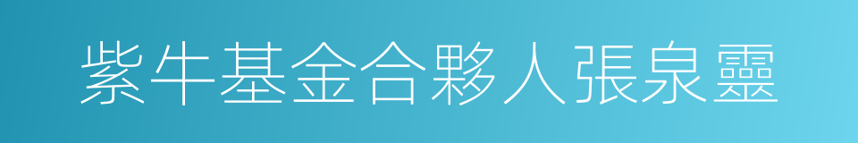 紫牛基金合夥人張泉靈的同義詞