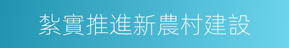 紮實推進新農村建設的同義詞