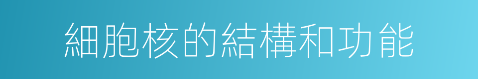 細胞核的結構和功能的同義詞