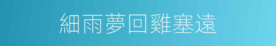細雨夢回雞塞遠的同義詞
