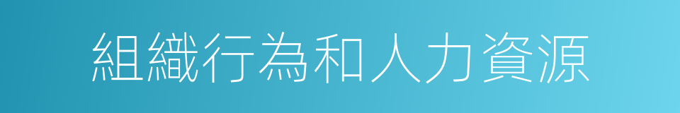 組織行為和人力資源的同義詞