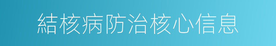 結核病防治核心信息的同義詞