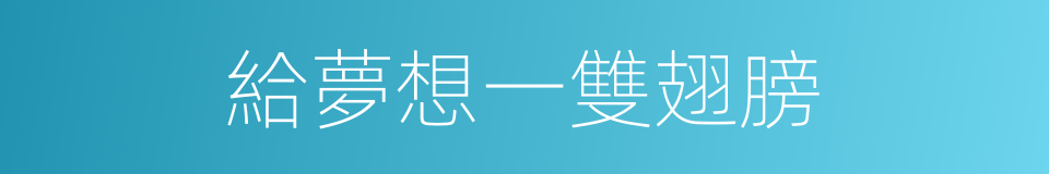給夢想一雙翅膀的同義詞