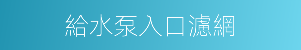 給水泵入口濾網的同義詞