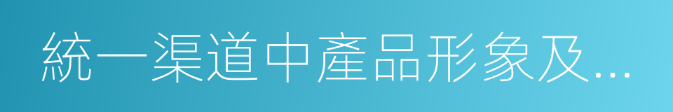 統一渠道中產品形象及宣傳模式的同義詞