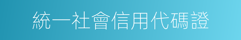 統一社會信用代碼證的同義詞