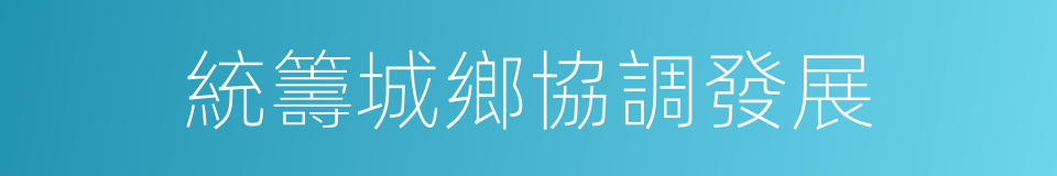 統籌城鄉協調發展的同義詞