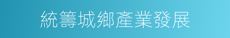 統籌城鄉產業發展的同義詞