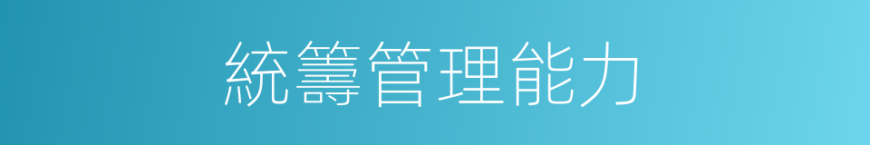 統籌管理能力的同義詞