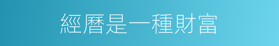 經曆是一種財富的同義詞