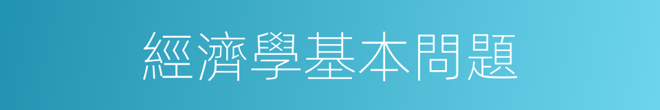 經濟學基本問題的同義詞