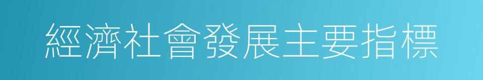 經濟社會發展主要指標的同義詞