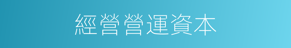 經營營運資本的同義詞
