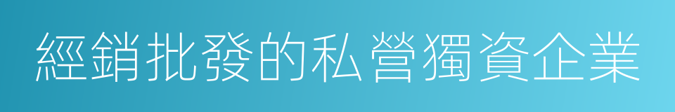 經銷批發的私營獨資企業的同義詞