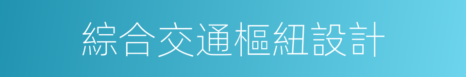 綜合交通樞紐設計的同義詞