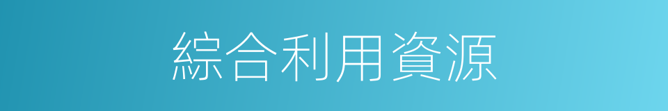 綜合利用資源的同義詞