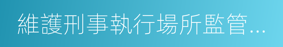 維護刑事執行場所監管秩序穩定的同義詞