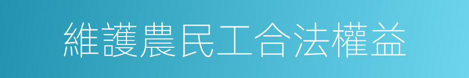 維護農民工合法權益的同義詞