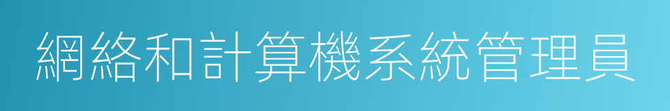 網絡和計算機系統管理員的同義詞