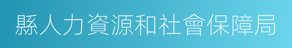 縣人力資源和社會保障局的同義詞