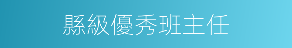 縣級優秀班主任的同義詞