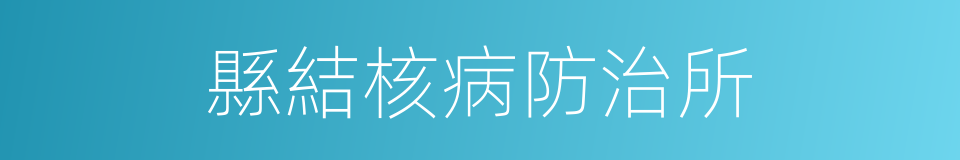 縣結核病防治所的同義詞