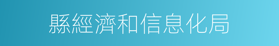 縣經濟和信息化局的同義詞